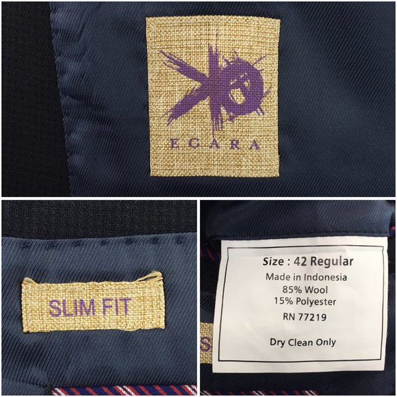 Egara Mens Blazer‎ Sport Coat Two Button Jacket Wool Size 42R Slim Casual Suits - Picture 8 of 13